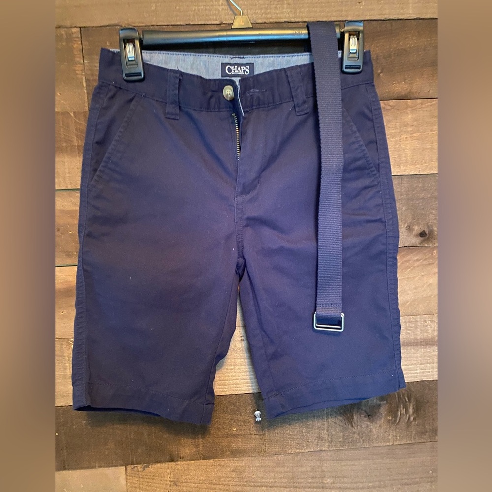 Chaps Boys Navy Blue Dress Shorts with Belt. Size 12.